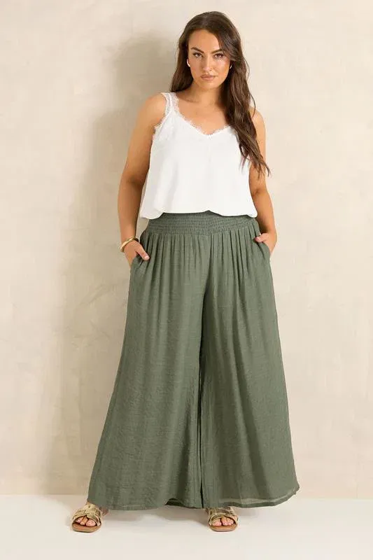 Khaki Green Wide Leg Trouser