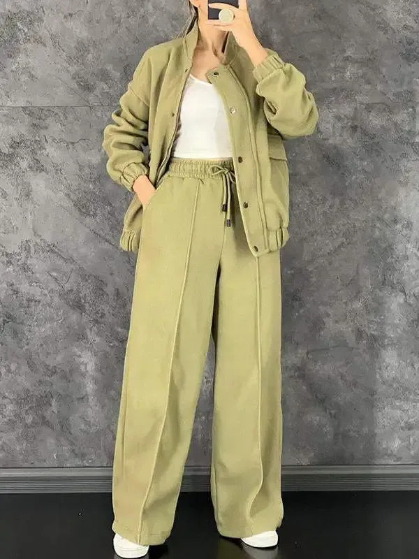 Women's Casual Long Sleeve Sweatshirt Solid Color Suit