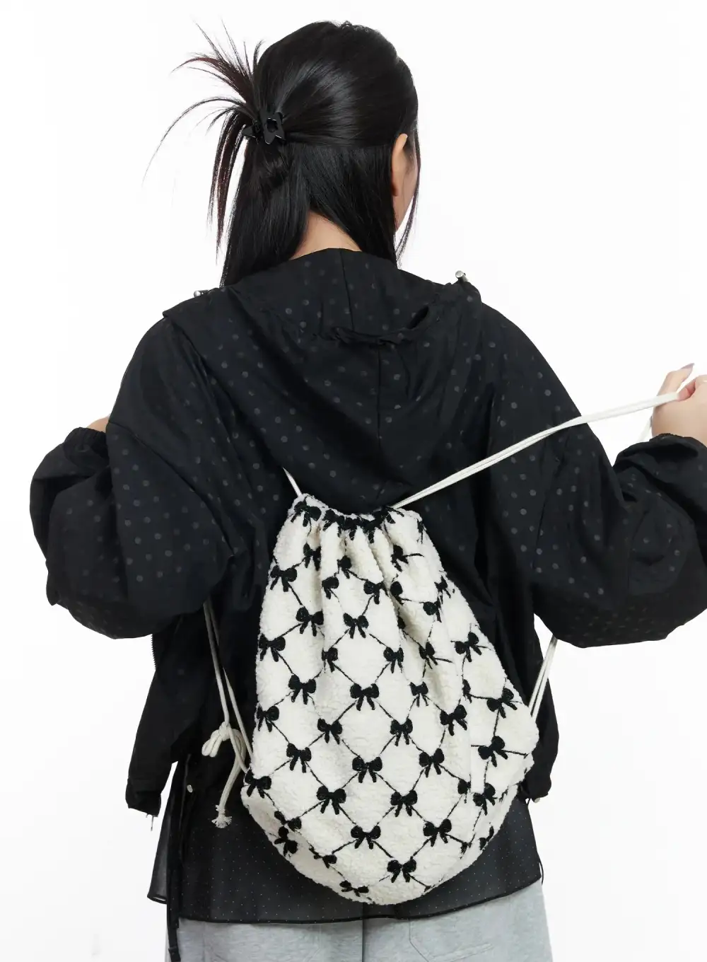 Ribbon Detail Drawstring Backpack