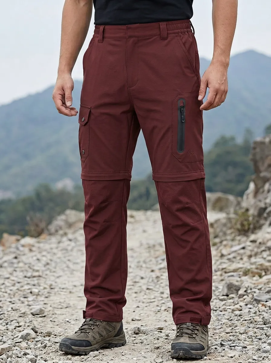 Men's Frontier Travel Multi-Pocket Waterproof Zip-Off Tactical Cargo Pants