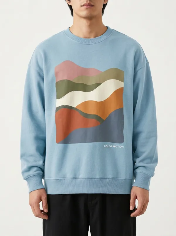 Men's Abstract Landscape Color Motion Printed Sweatshirt