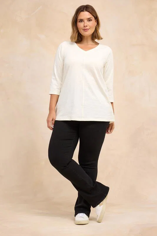Ivory White V-Neck Cotton Top detail 1