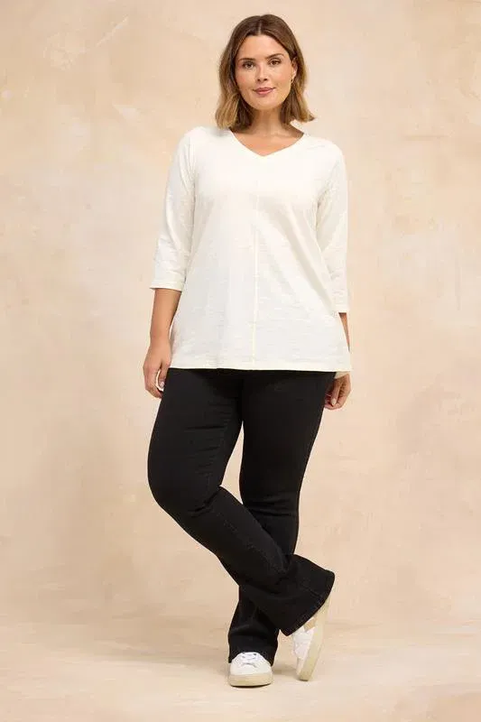 Ivory White V-Neck Cotton Top