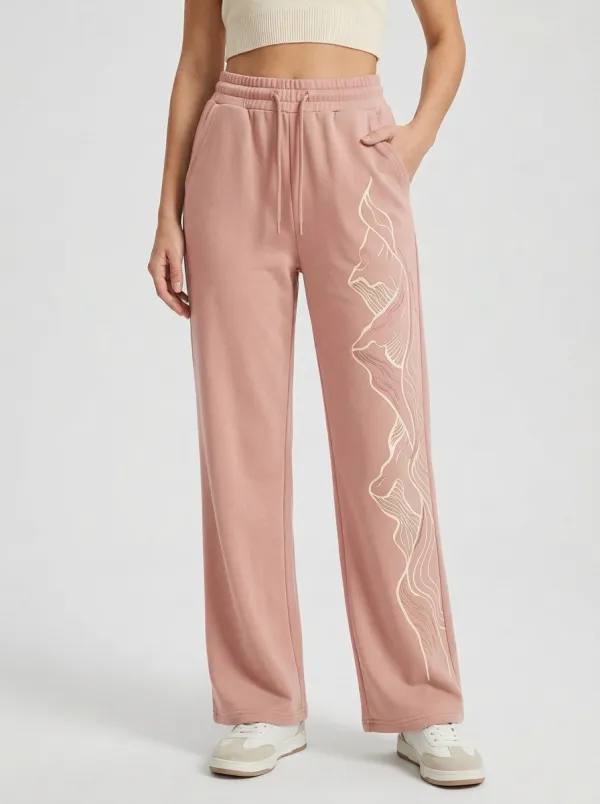 Women's Nature Mountain Line Art Graphic Sweatpants
