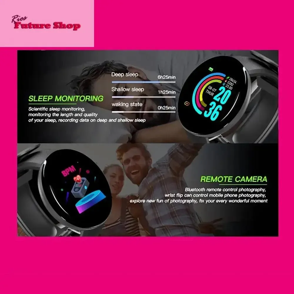 D18 Smartwatch for iOS & Android | Health Monitor | Notifications