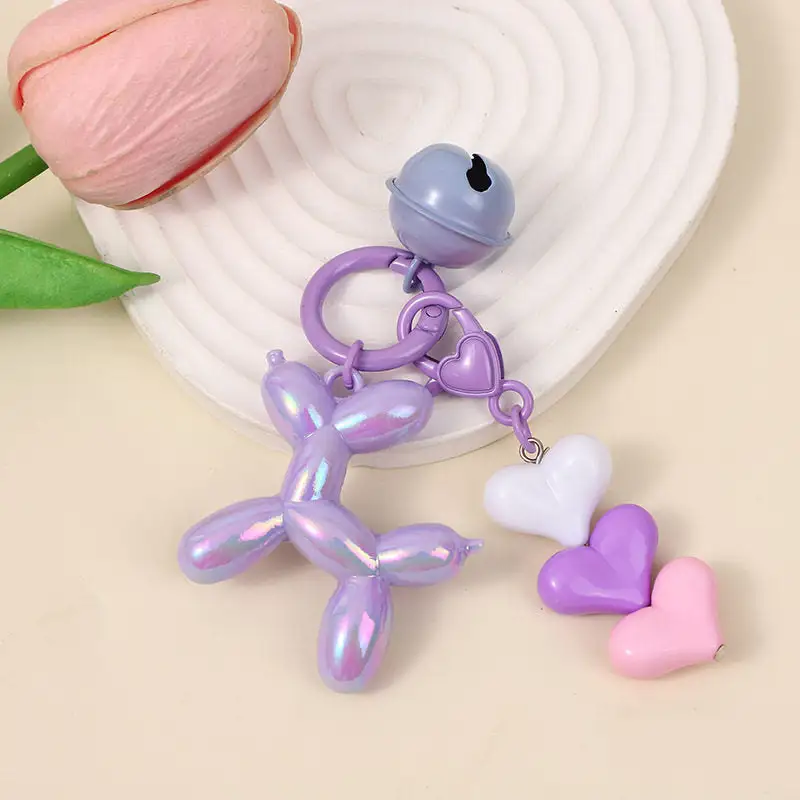 Balloon Dog Car Keychain Heart Charm Bag Accessory Gift