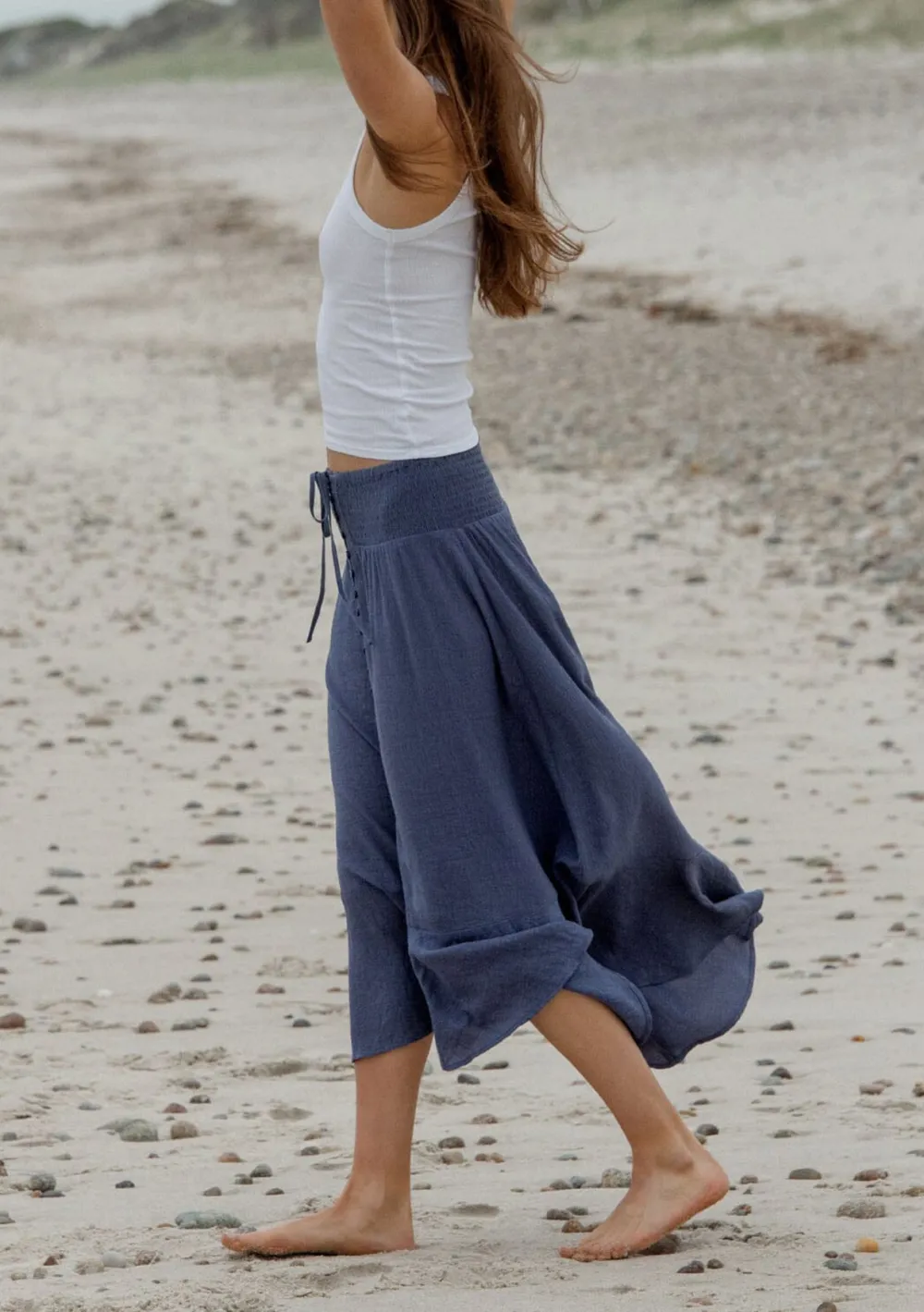 Smocked Drawstring Waist Skirt
