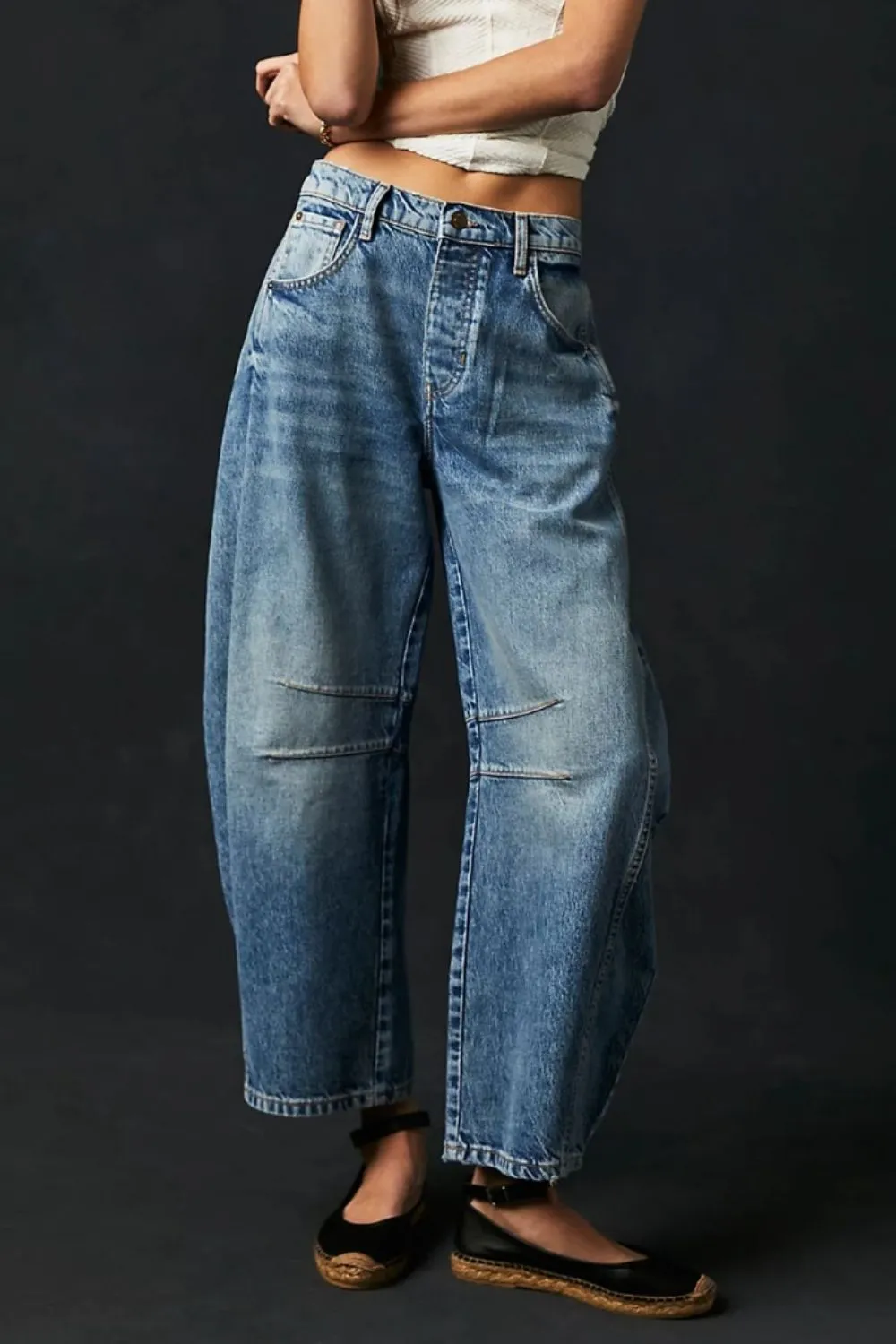 Tiered Relaxed Fit Denim Jeans