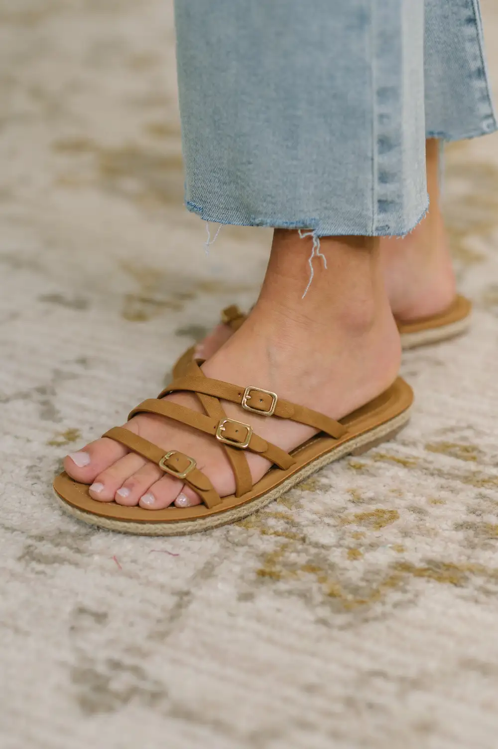 Braided Buckle Flat Sandals