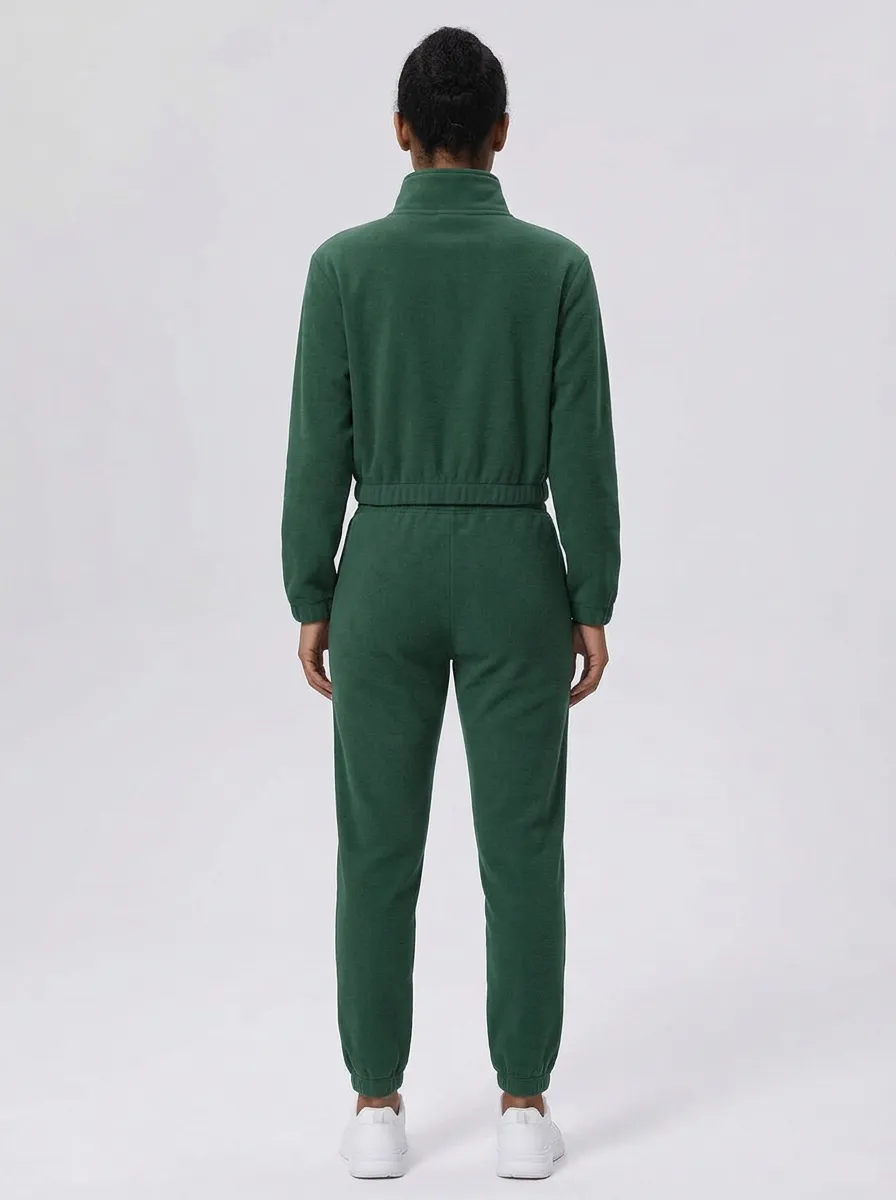 Women's Mountain Embroidered Cropped Quarter-Zip Set