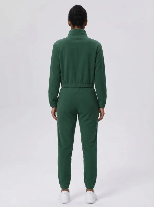 Women's Mountain Embroidered Cropped Quarter-Zip Set