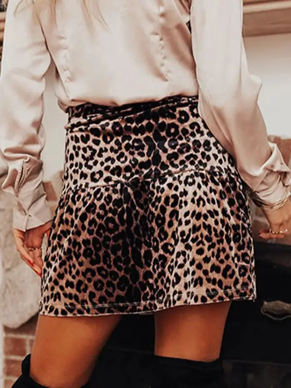 Animal Print Tiered Mini Skirt