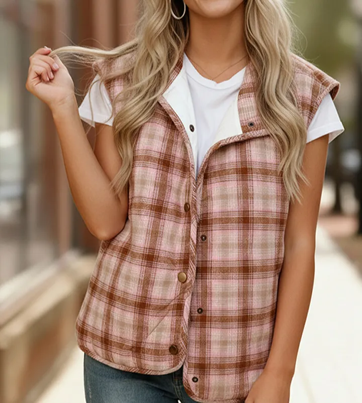 Pretty In Plaid Quilted Puffer Vest