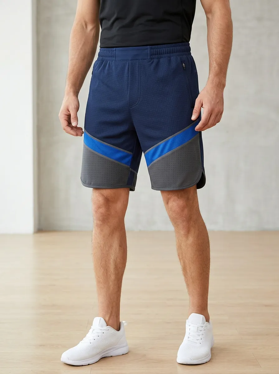 Men's Color-Block Athletic Performance Shorts
