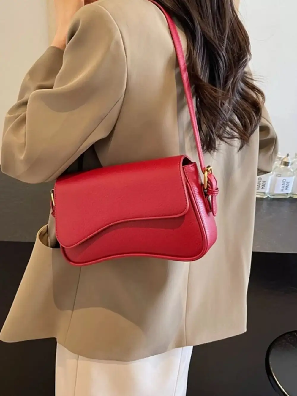 Solid Faux Leather Crossbody Bag