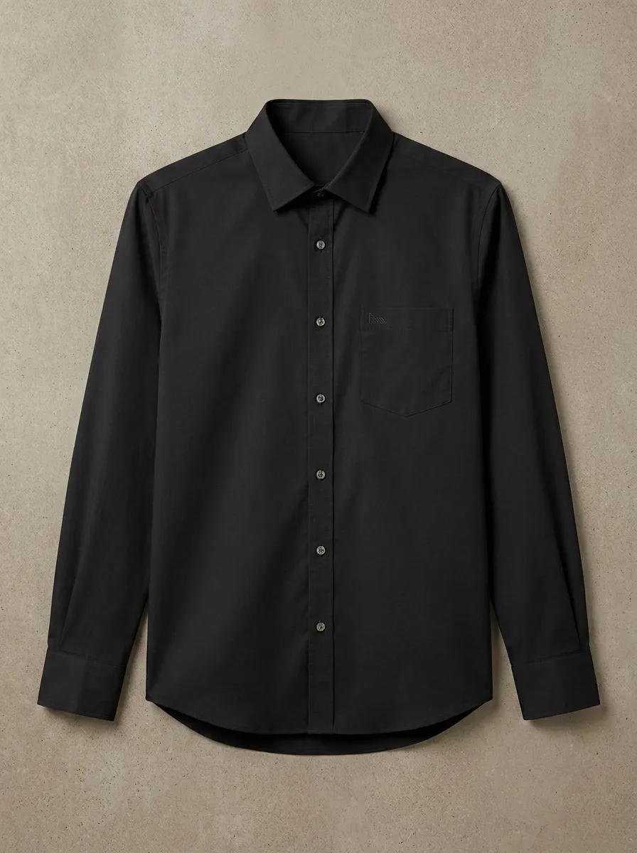 Men's Minimalist Geometric Logo Non-Iron Cotton Long Sleeve Shirt