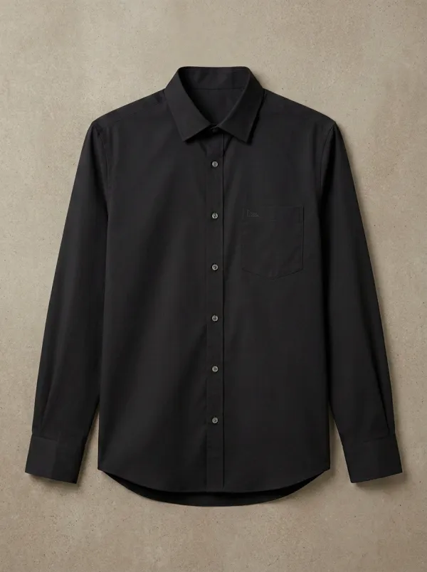 Men's Minimalist Geometric Logo Non-Iron Cotton Long Sleeve Shirt