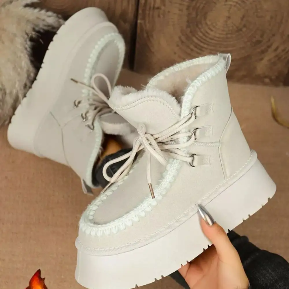 Refined Lace-Up Platform Ankle Boots