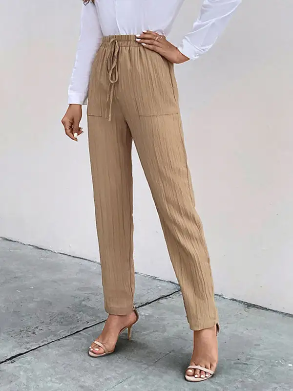 Elastic Waist Pleated Pants