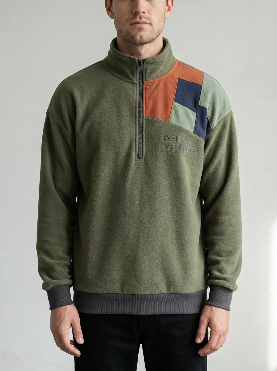 Half-Zip Colorblock Patchwork Men's Half-Zip Sweatshirt