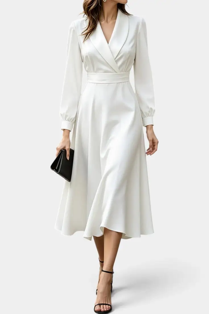 Satin Wrap Midi Dress
