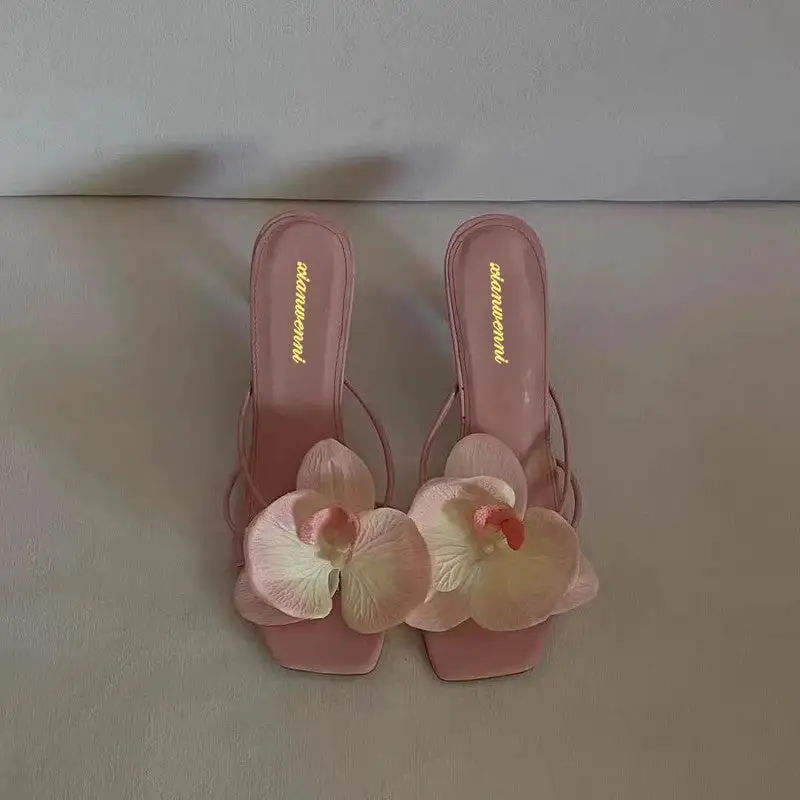 Floral Detail Slide Sandals