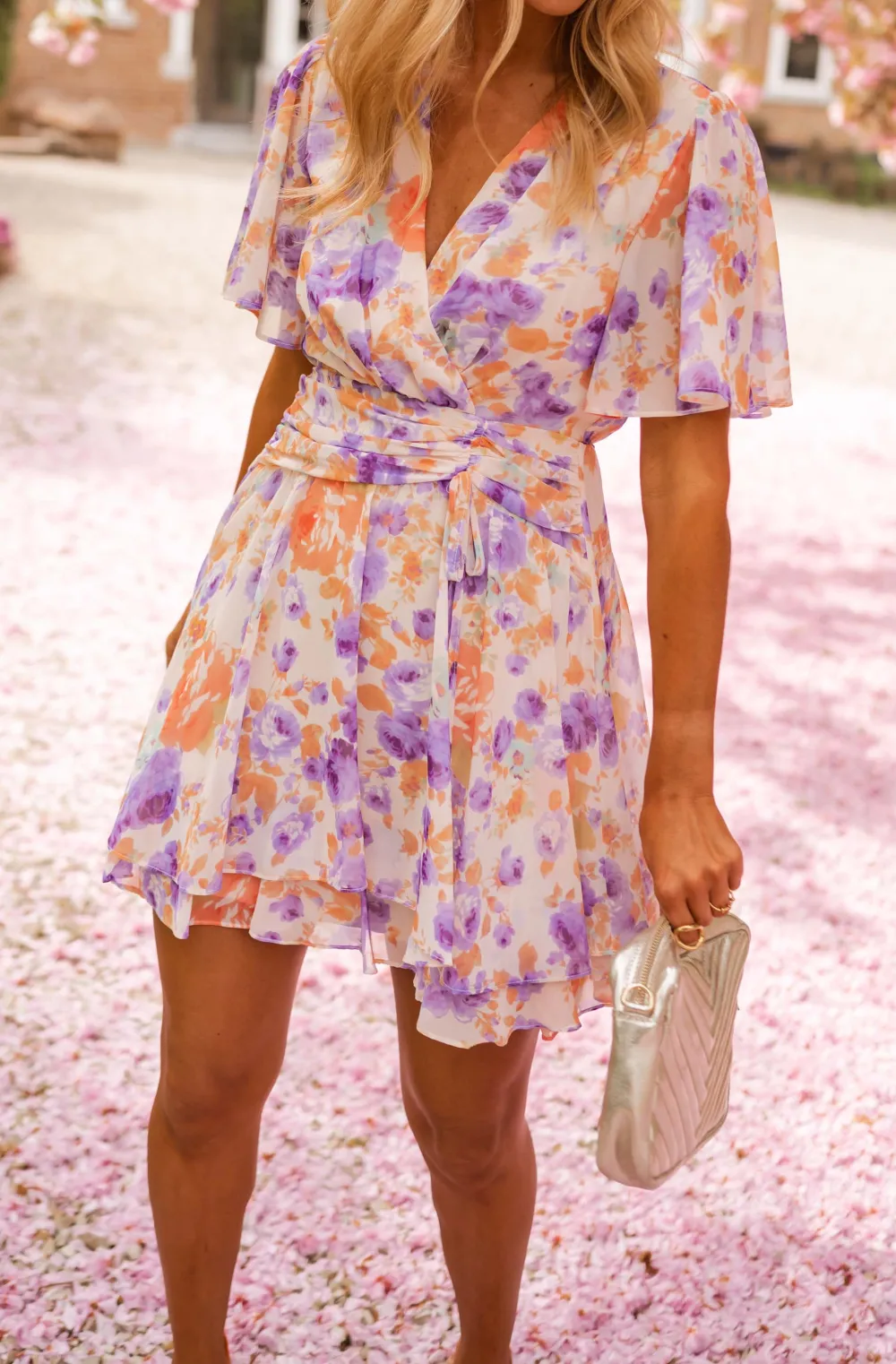 Floral Wrap Front Mini Dress
