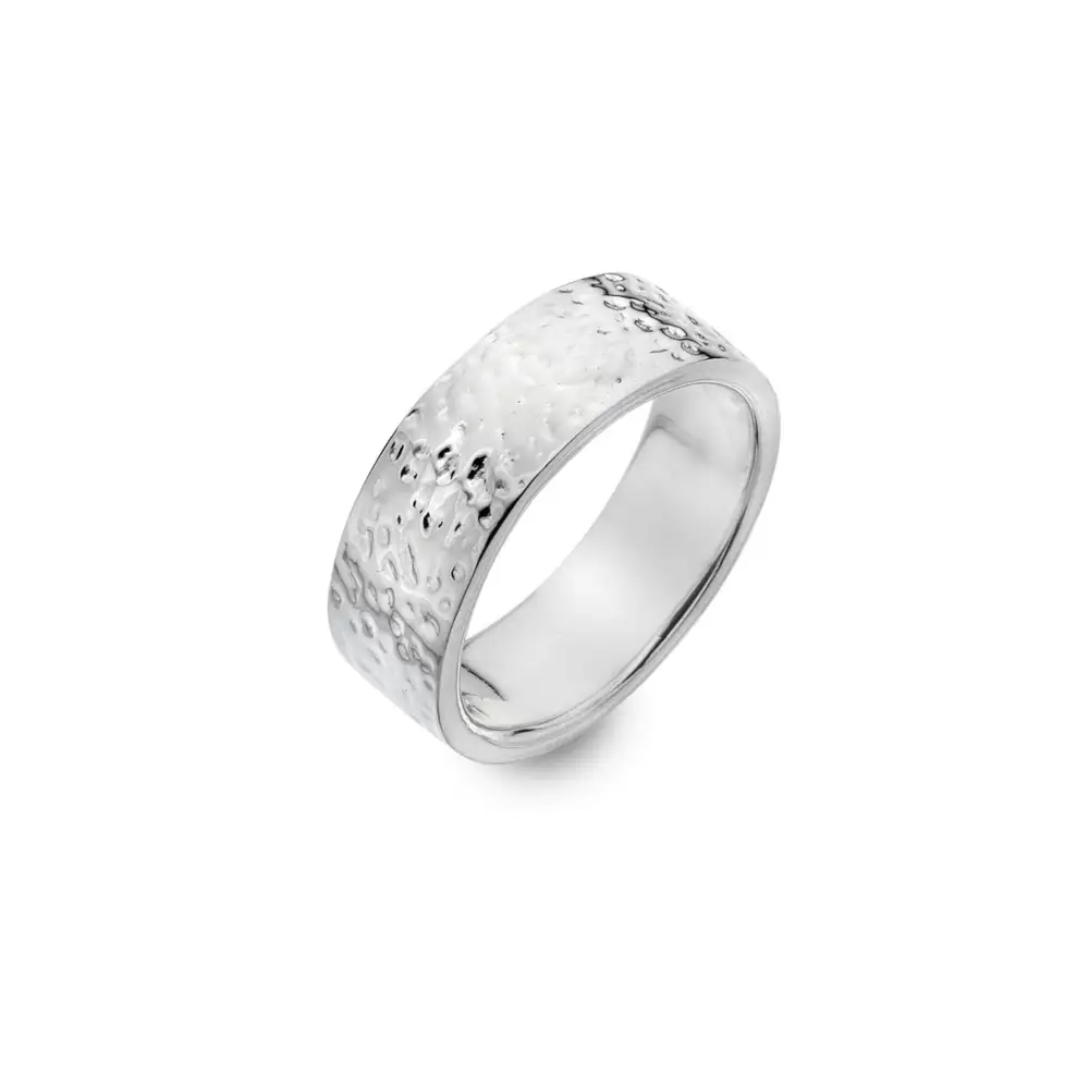 Engravable Textured Chunky Wide Ring