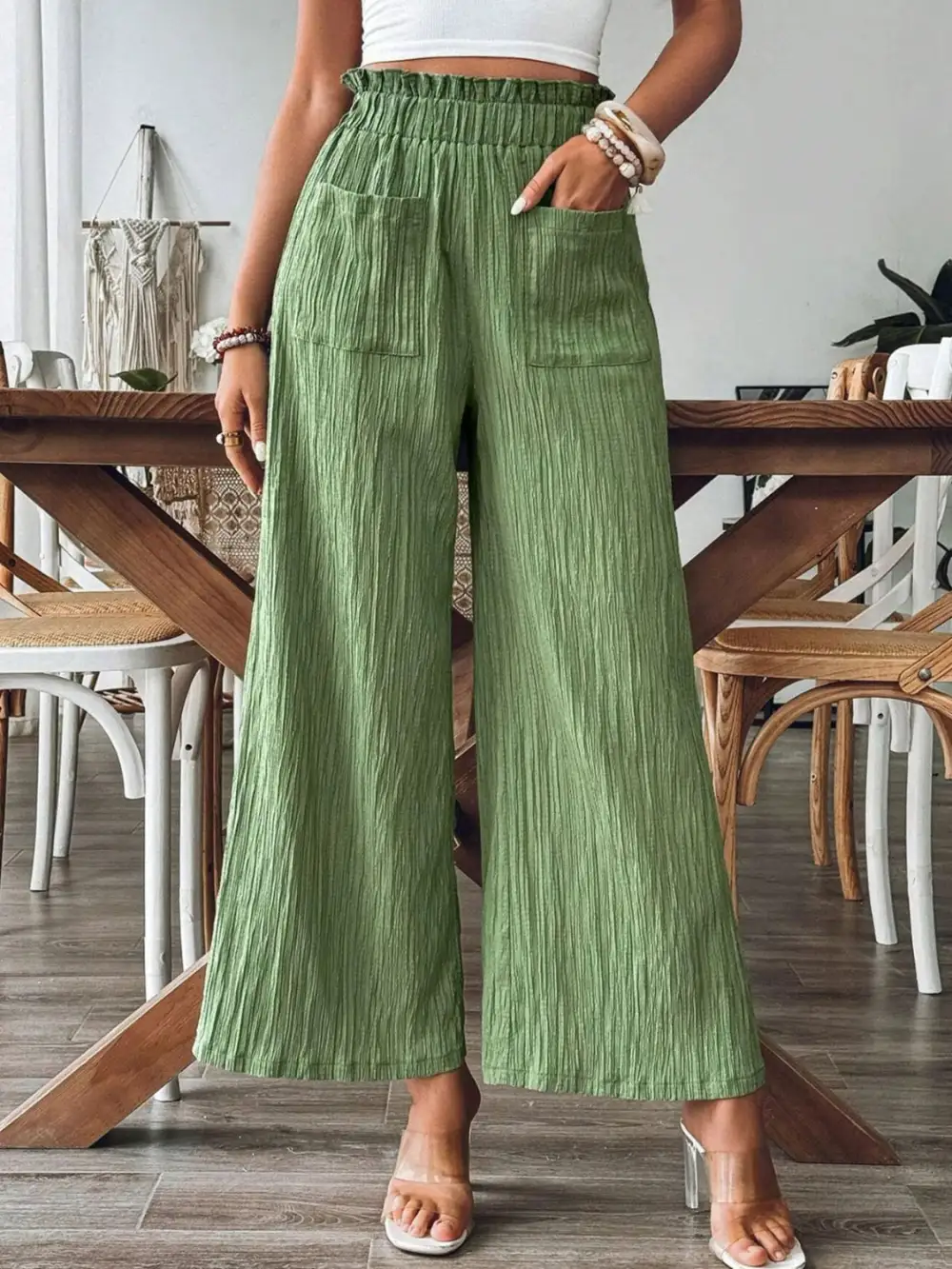 Relaxed Frill Wide Leg Pants