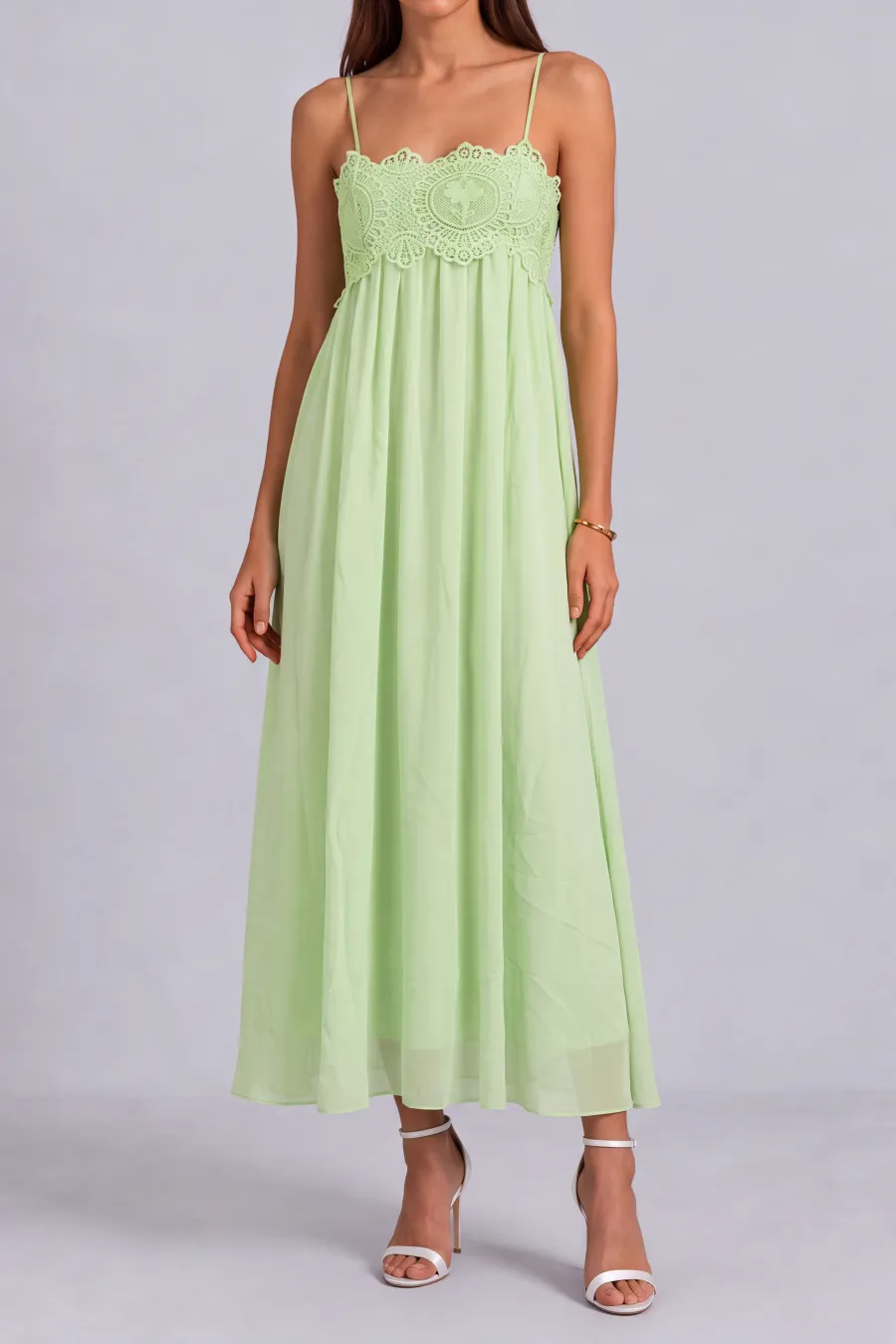 Spaghetti Strap Ruched Midi Dress