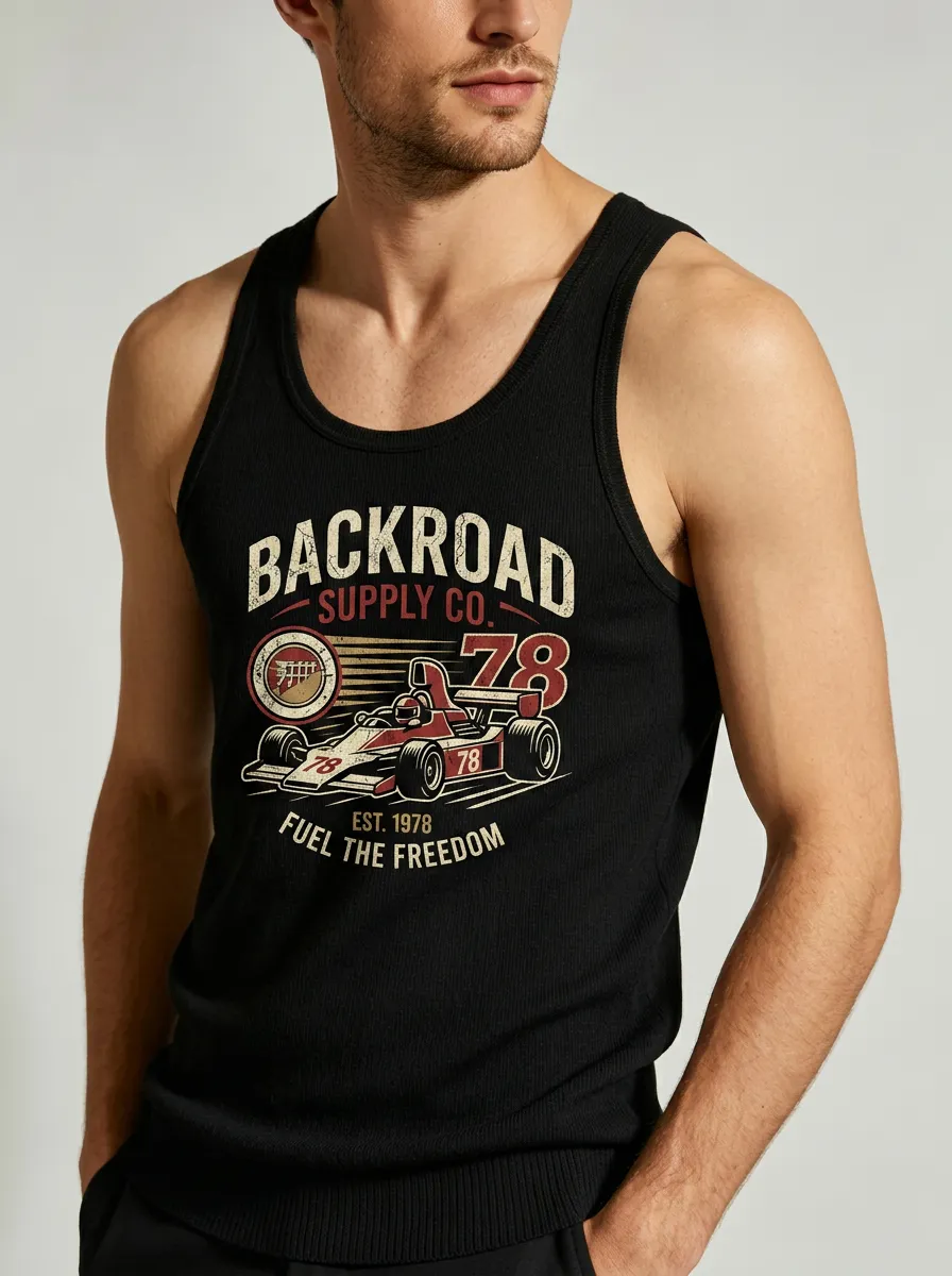 Men's Vintage Racing Car 78 Printed Tank Top