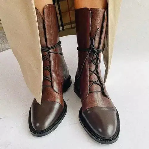 Leather Lace Up Ankle Everyday Boots