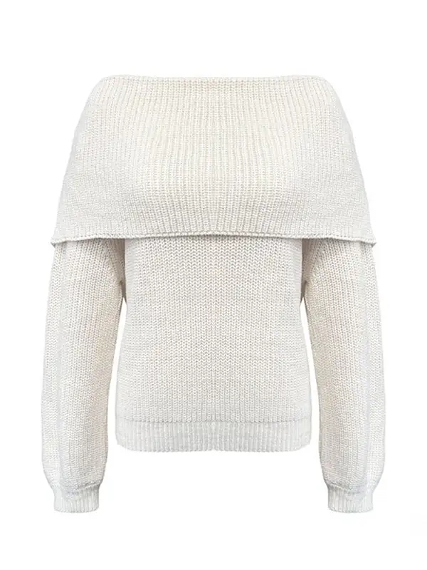 Paneled Round Neck Long Sleeve Relaxed Fit Sweater