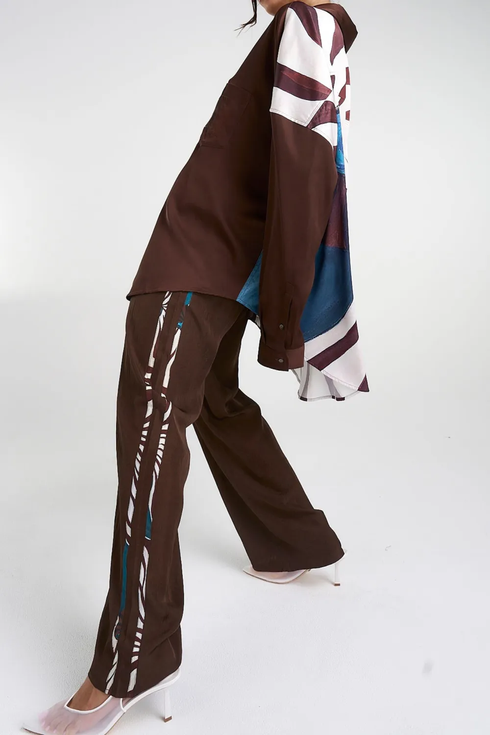 Brown Stripe Daily Personality Straight  Pants