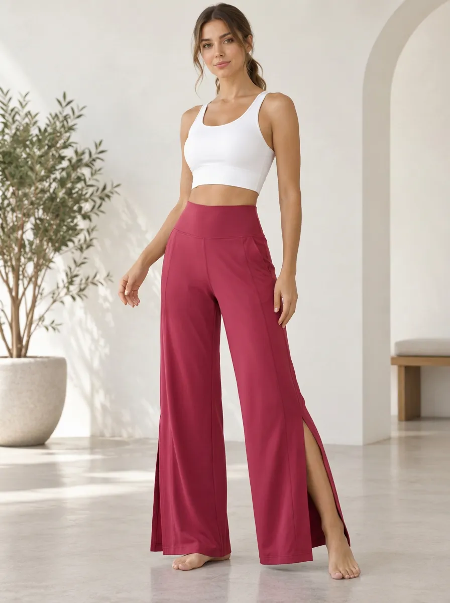 Women's Fluid Movement Wide Leg Split Hem Active Pants