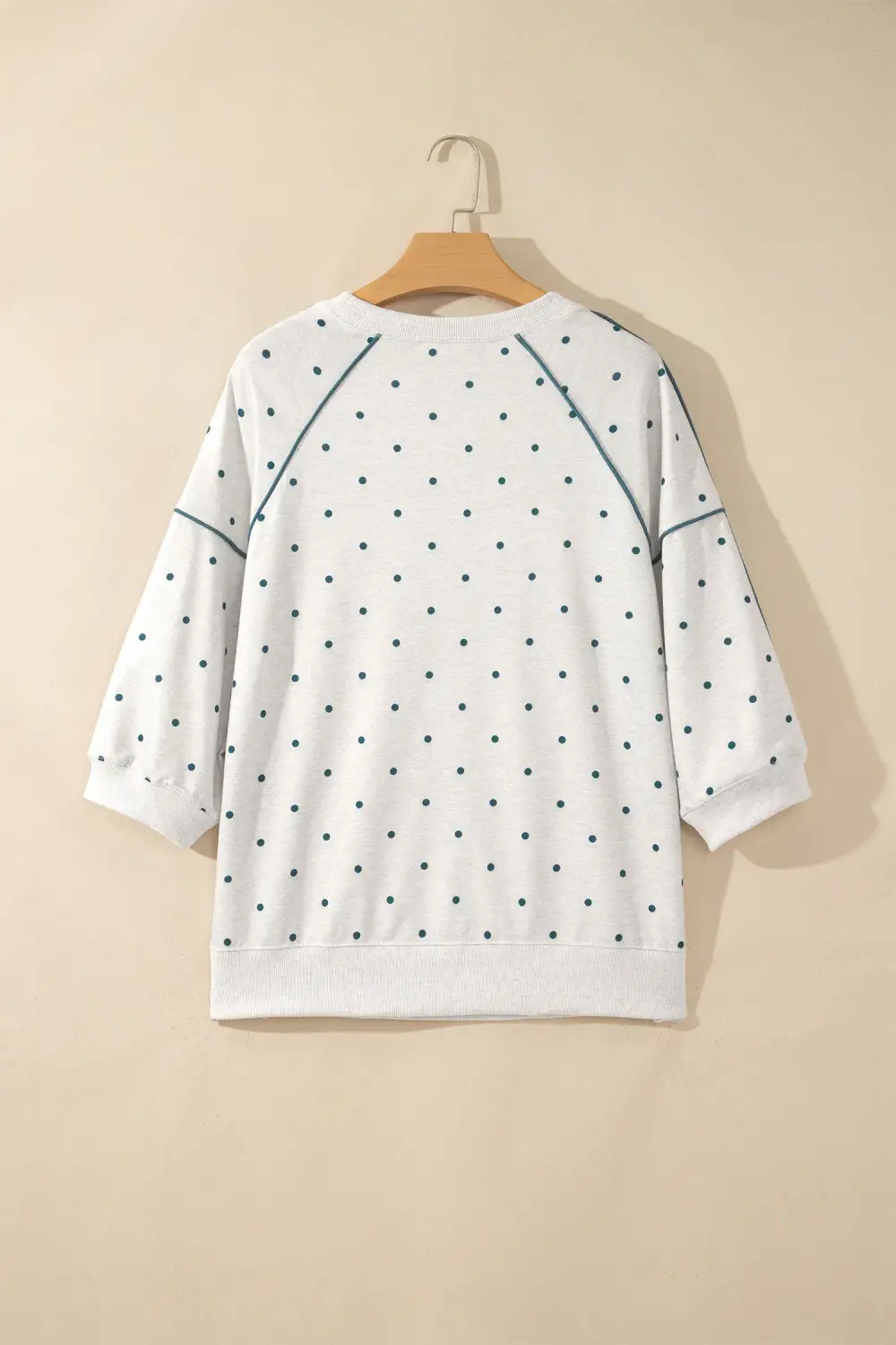 Women's Polka Dot Three Quarter Sleeve Relaxed Fit Top