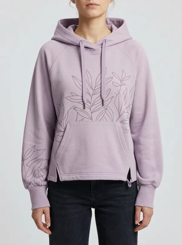 Women's Modern Botanical Leaf Nature Inspired Graphic Hoodie