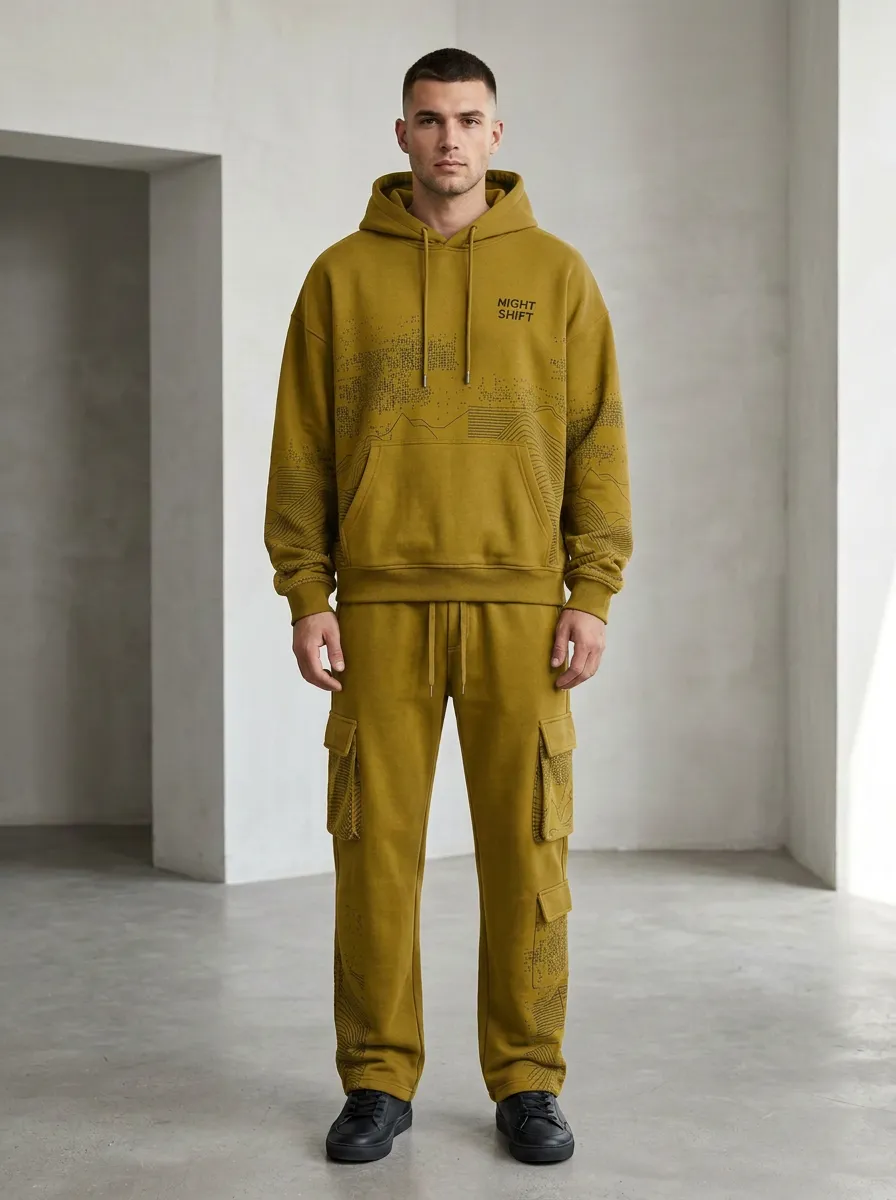 Cargo Sweatpants Topographic Men's Two-Piece Tracksuit