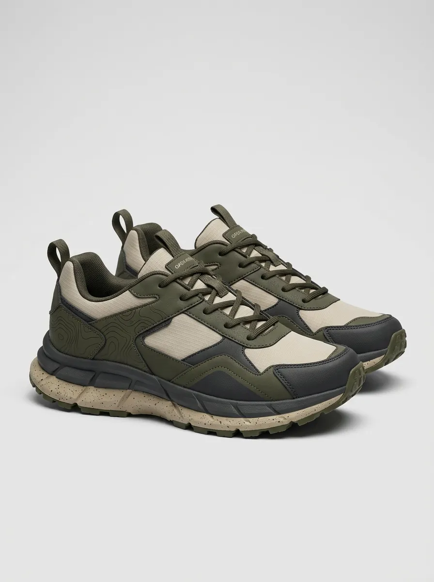 Trail-Inspired Profile Hiking-Inspired Topographic Casual Sneakers
