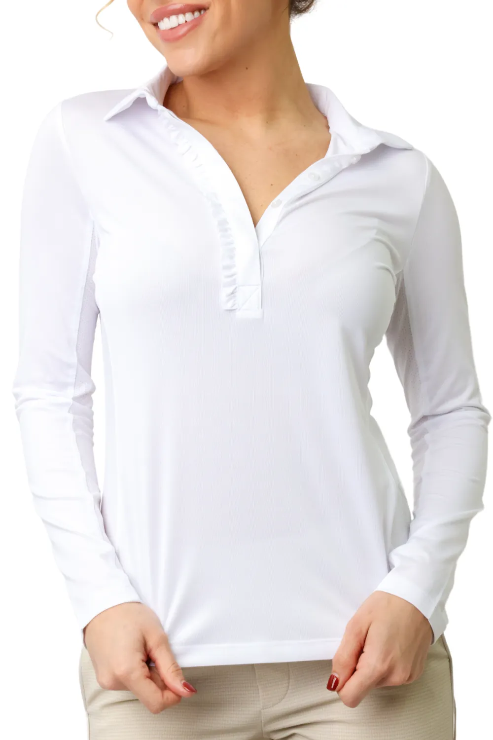 Button Ruffle Long Sleeve Shirt