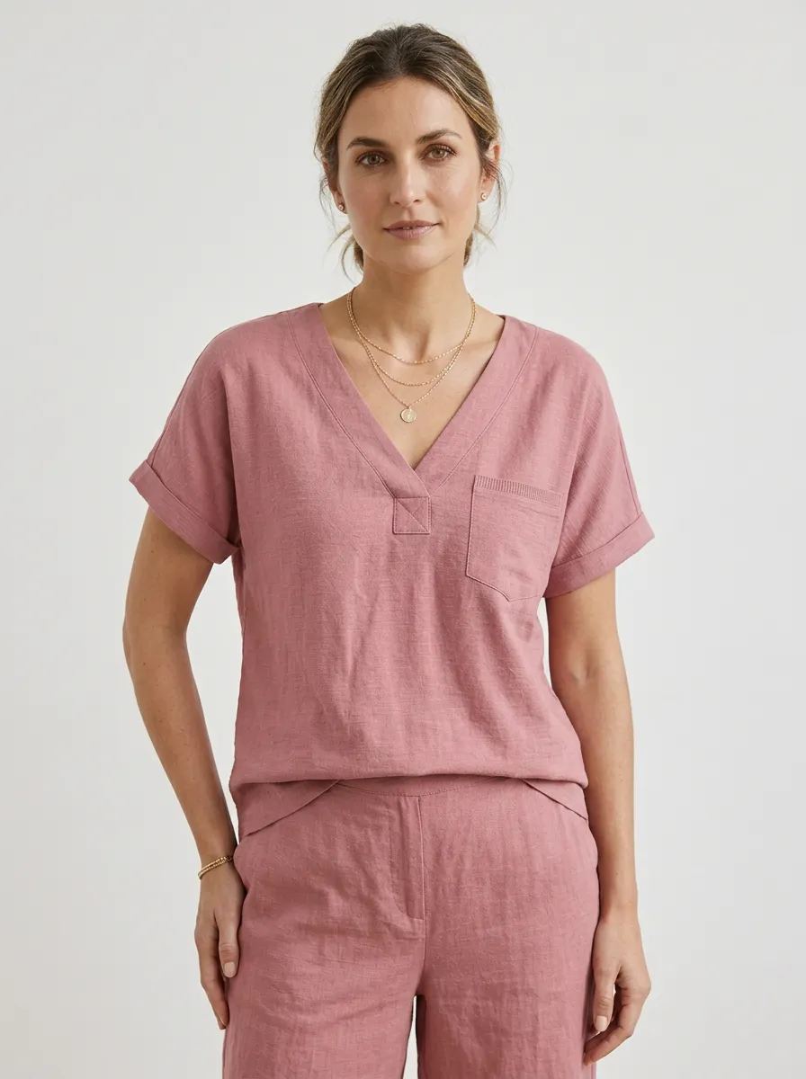 Soft-Look Women's V-Neck Casual Lounge Set