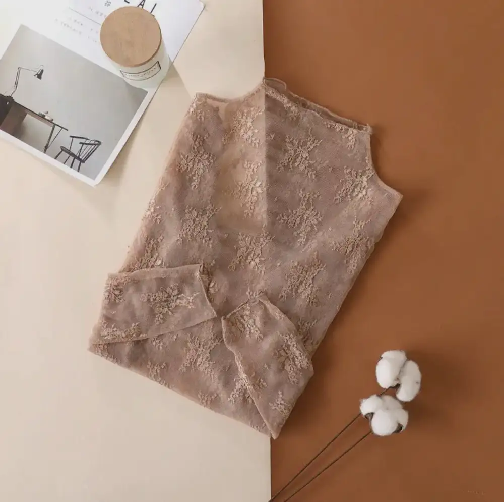 Lace Sheer Mesh Blouse