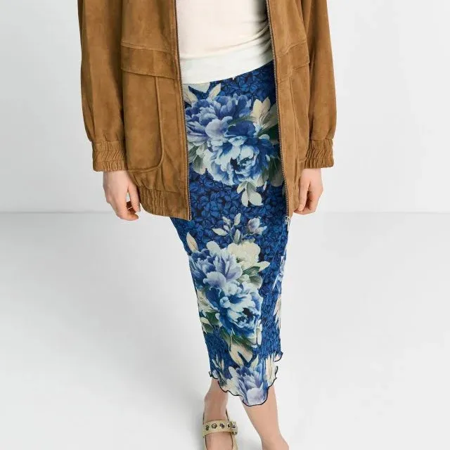 Floral Print Midi Skirt