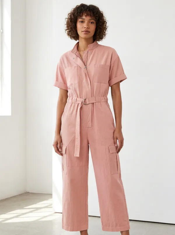 Women's Sonoma Utility Patchwork Colorblock Belted Jumpsuit