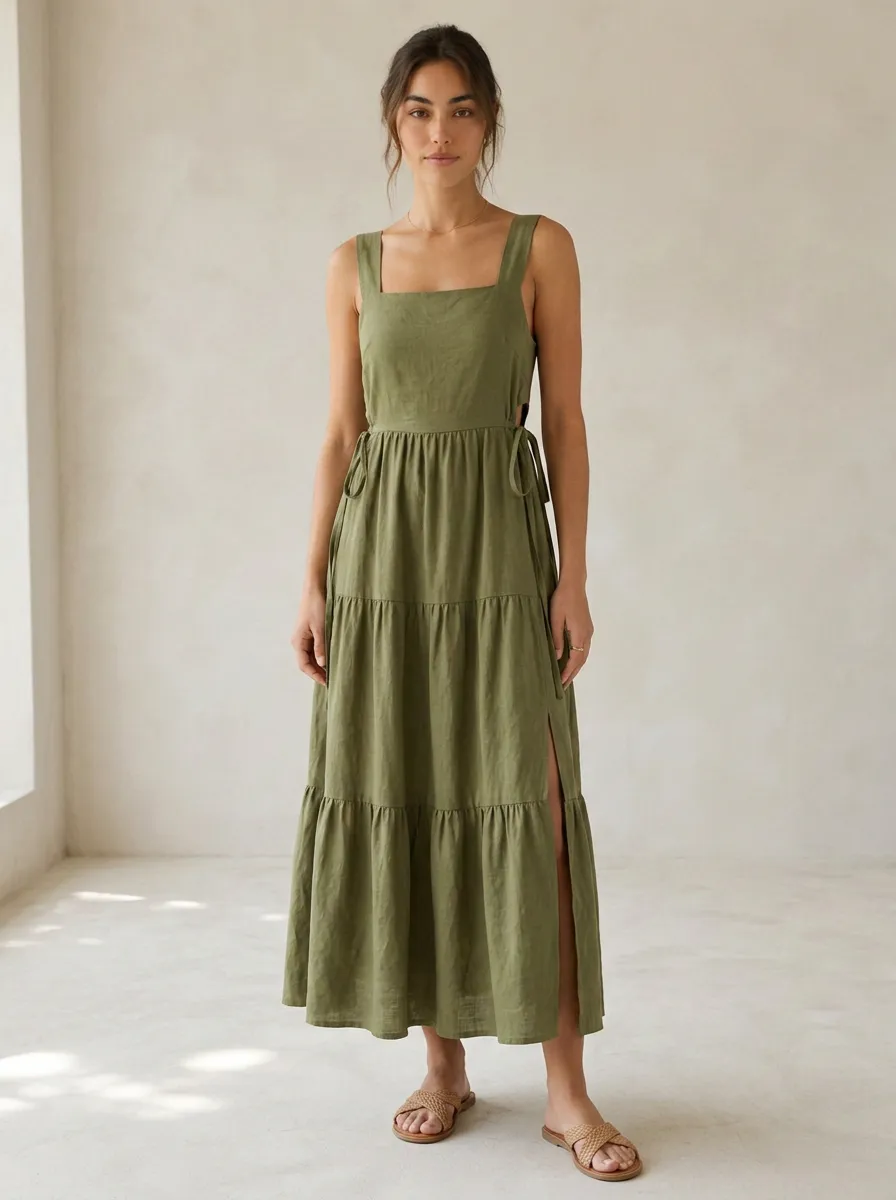 Women's Casual Tiered Maxi Backless Dress