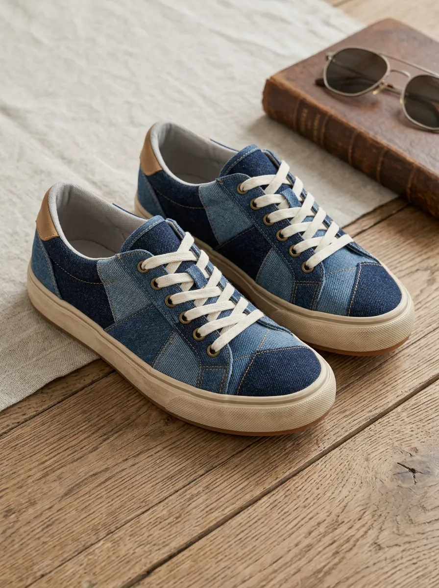 Women's Patchwork Denim Playful Skate Shoes