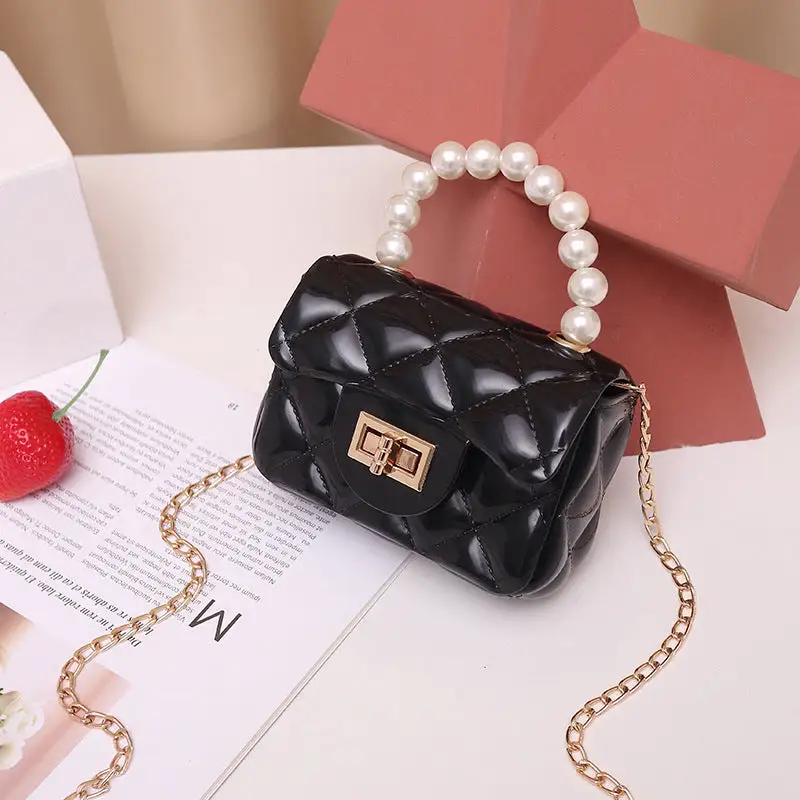 Compact Pearl Chain Strap Clutch Bag