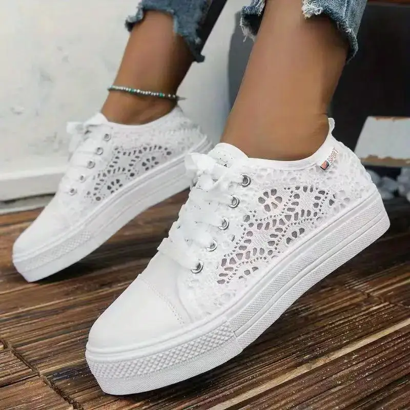  Lace Crochet Platform Sneakers Apparel