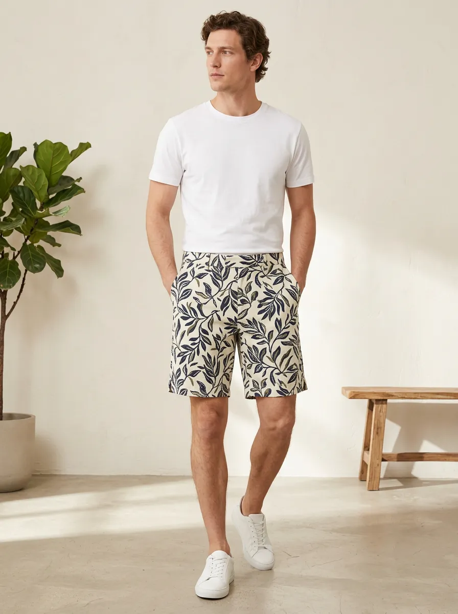 Men's Nature Inspired Printed Botanical Shorts