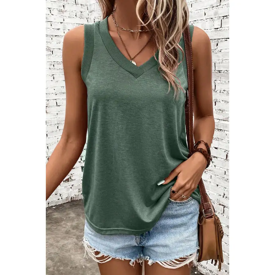 Minimal V Neck Wide Strap Tank